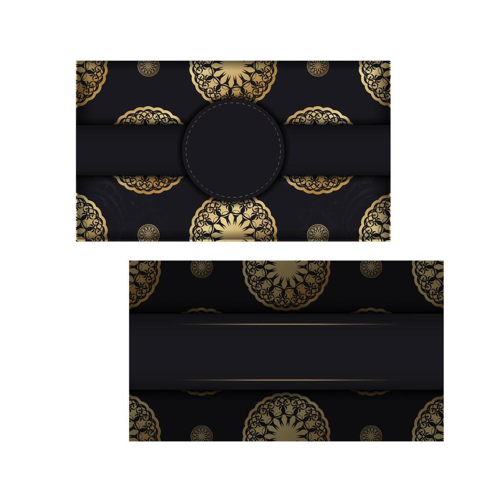 Postcard in black with Indian brown pattern prepared for typography. vector
