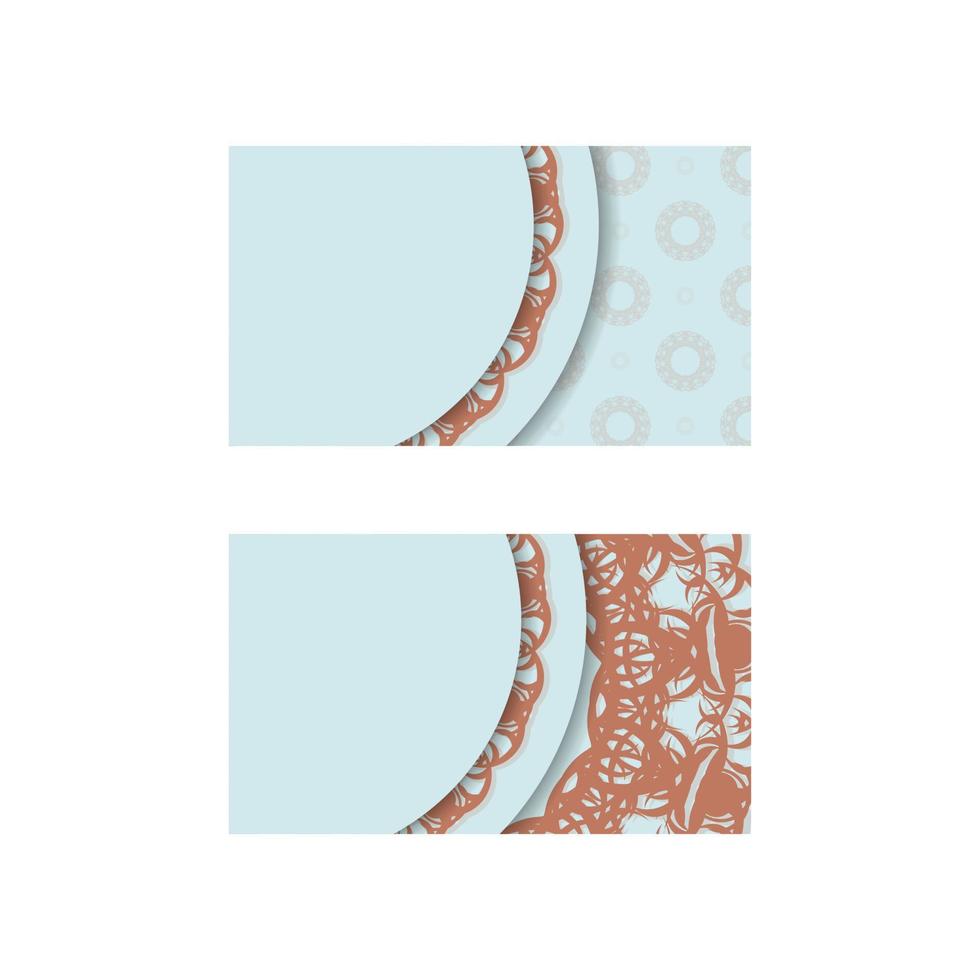 Business card in aquamarine color with vintage coral pattern for your business. vector