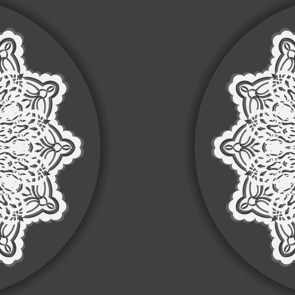 Black brochure with luxurious white ornaments for your design. vector