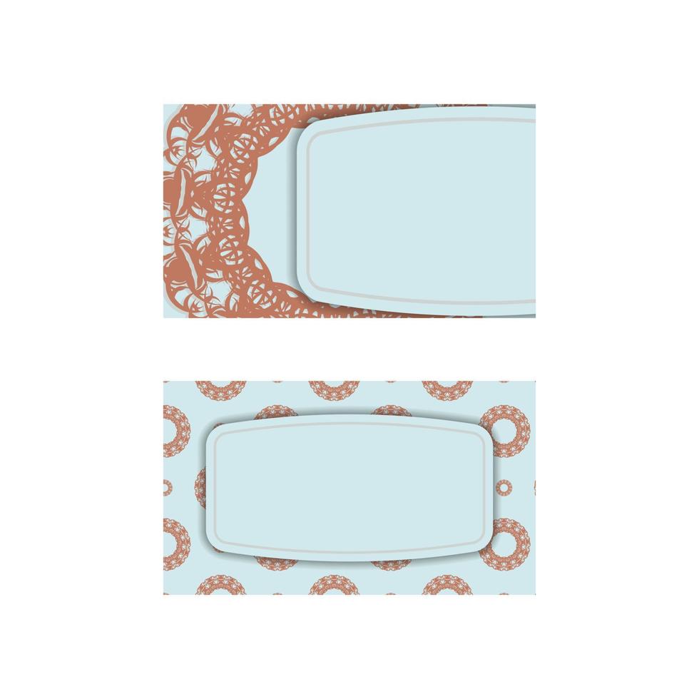 Business card in aquamarine color with a luxurious coral pattern for your business. vector