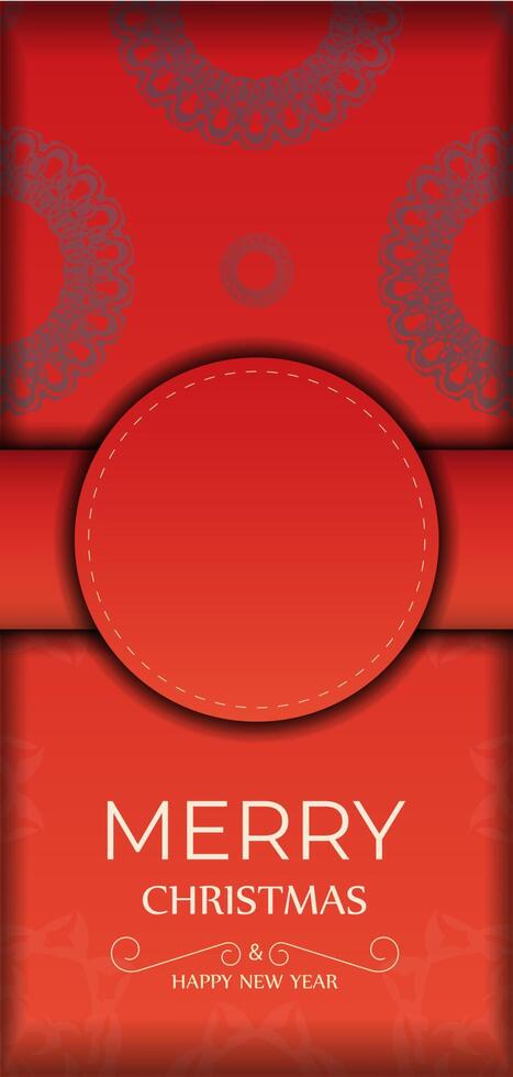 Greeting card template Merry Christmas and Happy New Year Red color with luxury burgundy ornament vector