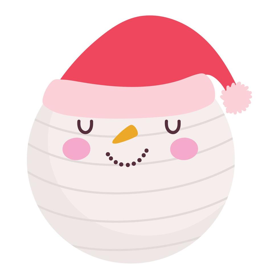 merry christmas snowman face cartoon decoration and celebration icon vector