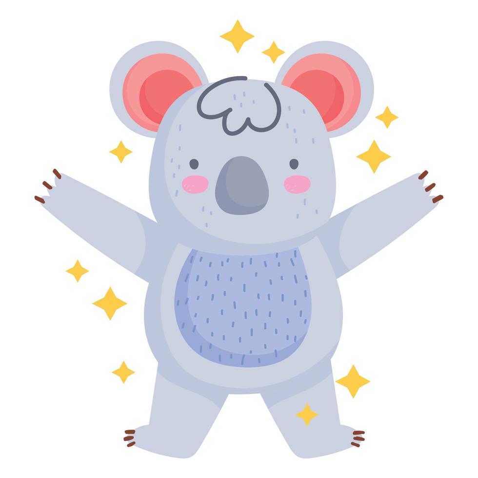 lindo koala animal salvaje dibujos animados icono estilo plano vector