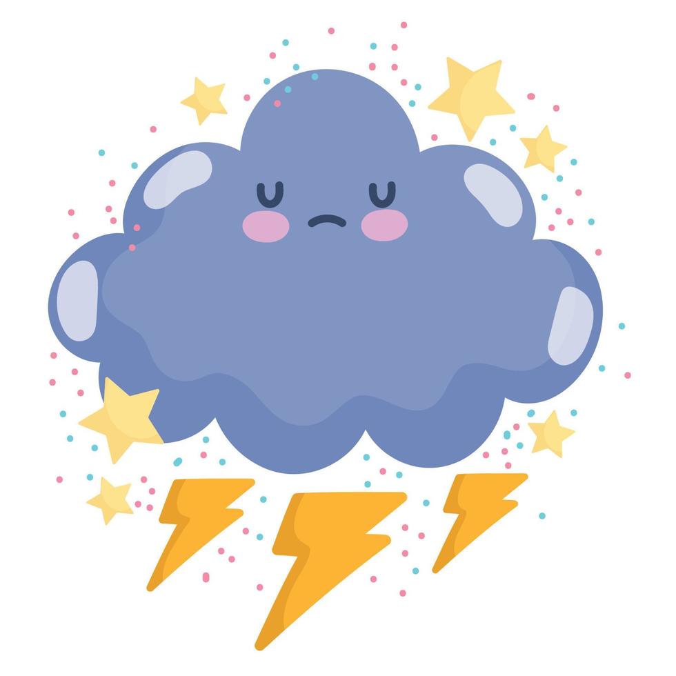 weather cute cloud thunder storm sky decoration vector