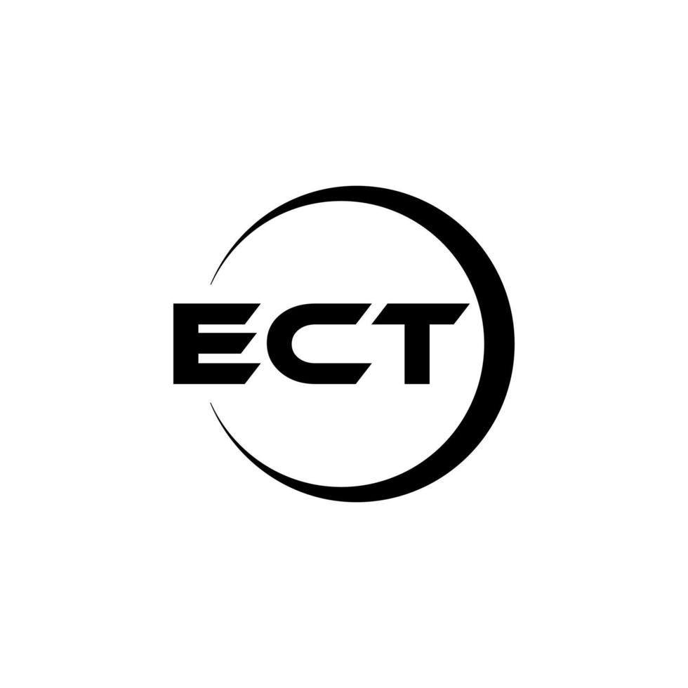 ECT letter logo design in illustration. Vector logo, calligraphy designs for logo, Poster, Invitation, etc.