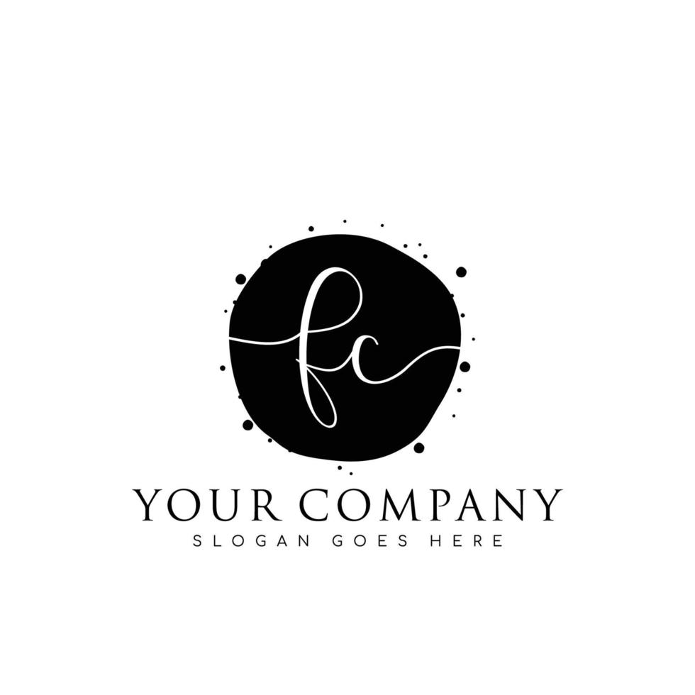 Initial FC beauty monogram and elegant logo design, handwriting logo of initial signature, wedding, fashion, floral and botanical with creative template. vector