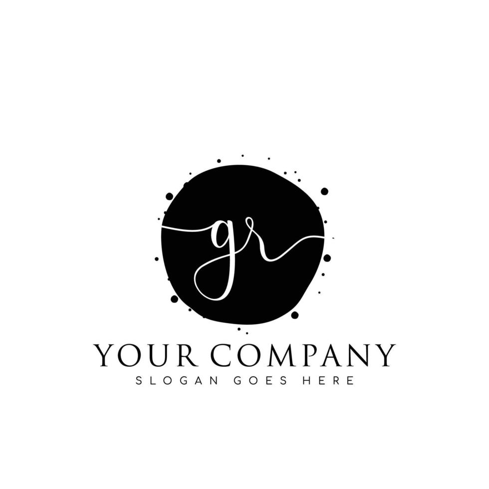 Initial GR beauty monogram and elegant logo design, handwriting logo of initial signature, wedding, fashion, floral and botanical with creative template. vector