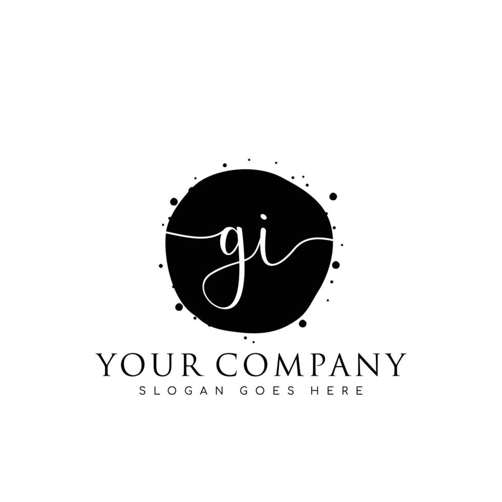 Initial GI beauty monogram and elegant logo design, handwriting logo of initial signature, wedding, fashion, floral and botanical with creative template. vector