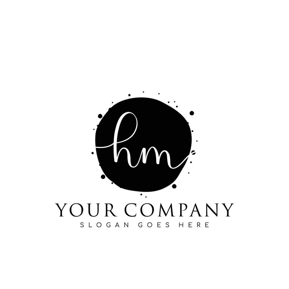 Initial HM beauty monogram and elegant logo design, handwriting logo of initial signature, wedding, fashion, floral and botanical with creative template. vector