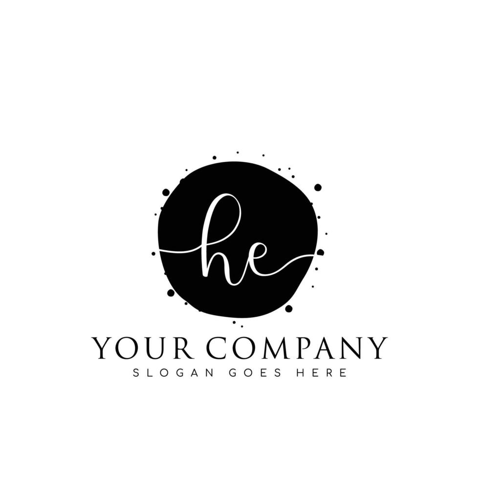 Initial HE beauty monogram and elegant logo design, handwriting logo of initial signature, wedding, fashion, floral and botanical with creative template. vector
