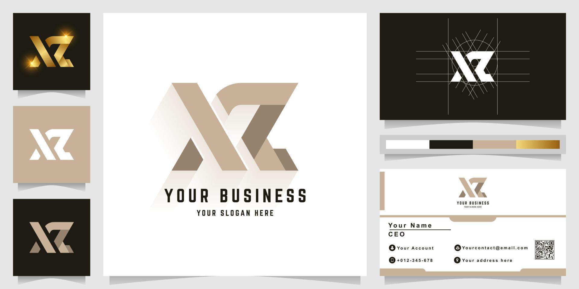 Letter XZ or XR monogram logo with business card design vector