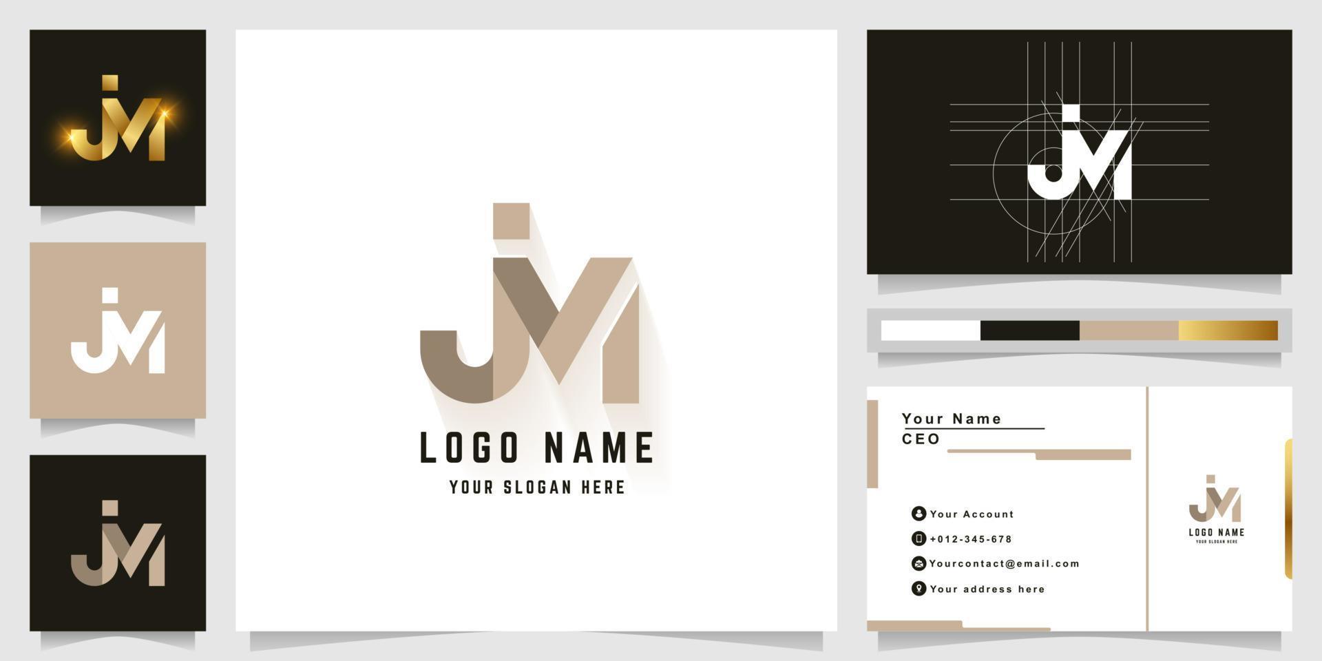 Letter jM or jN monogram logo with business card design vector