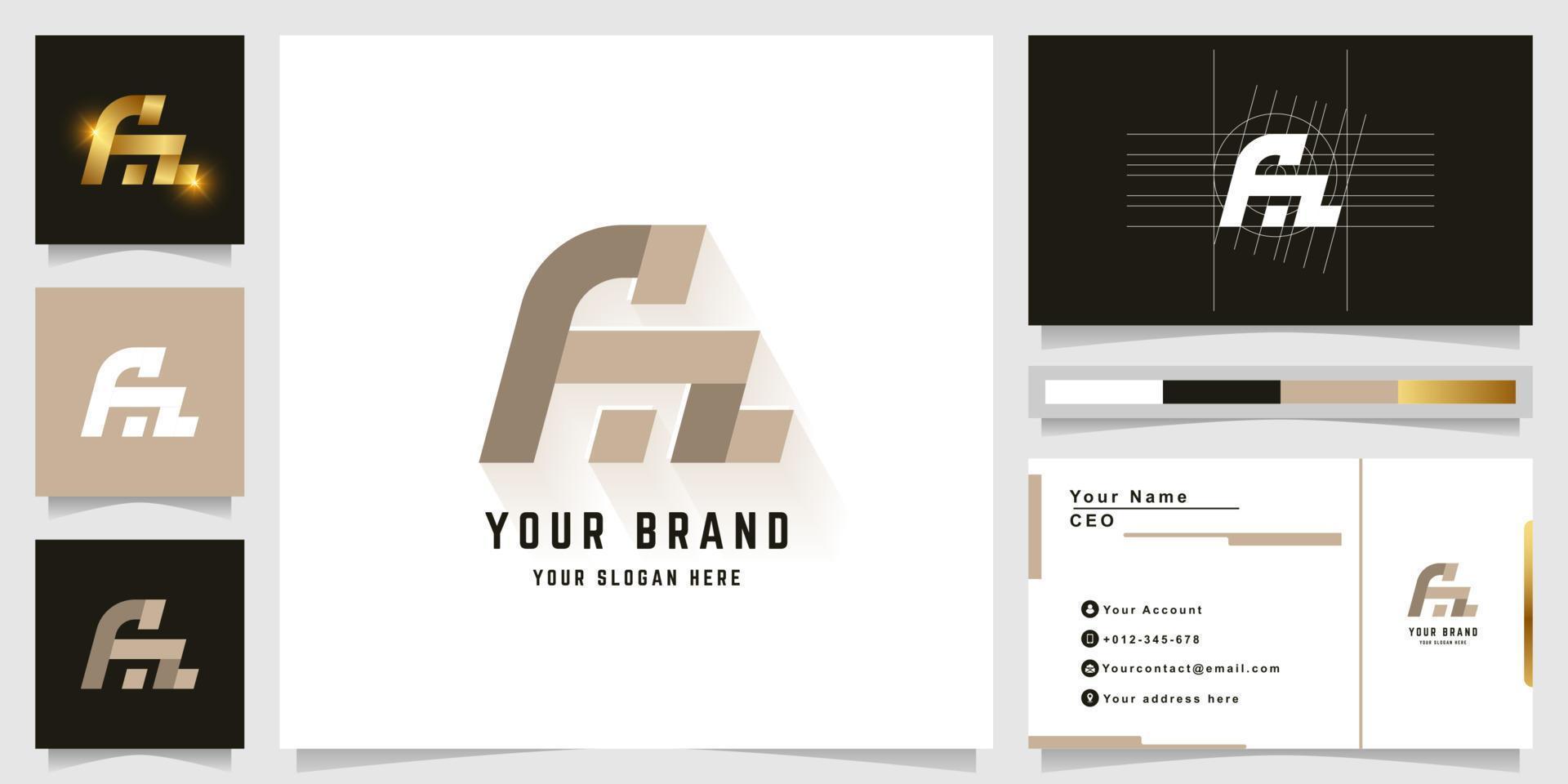 Letter AZ or FZ monogram logo with business card design vector