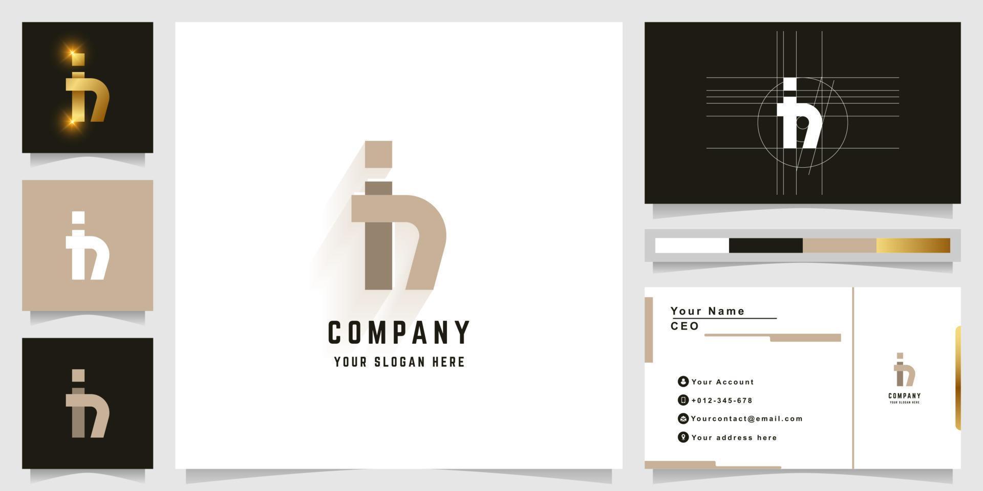 Letter ih or in monogram logo with business card design vector