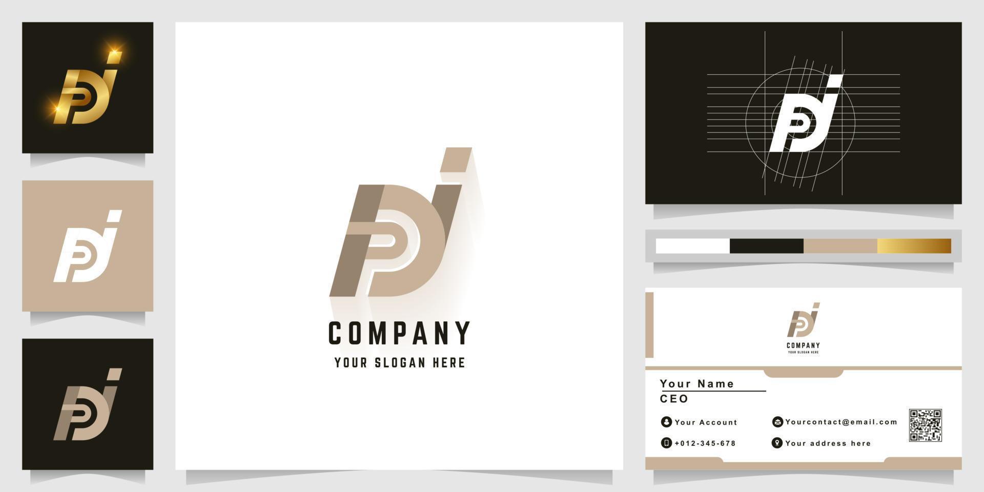 Letter Dj or Di monogram logo with business card design vector