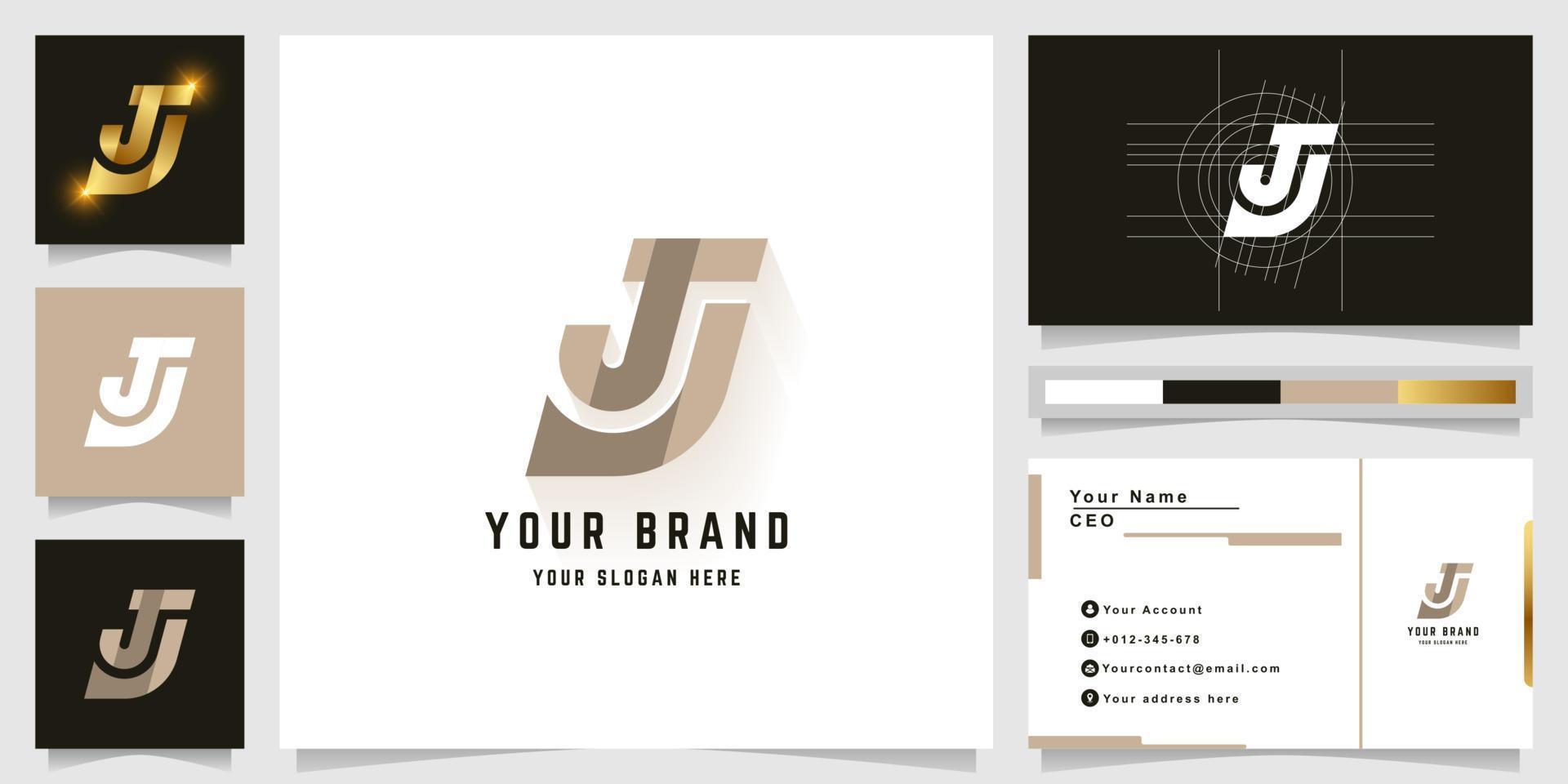 Letter JJ or SJ monogram logo with business card design vector