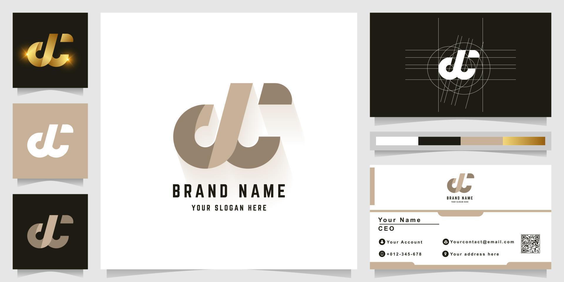 Letter dC or jC monogram logo with business card design vector