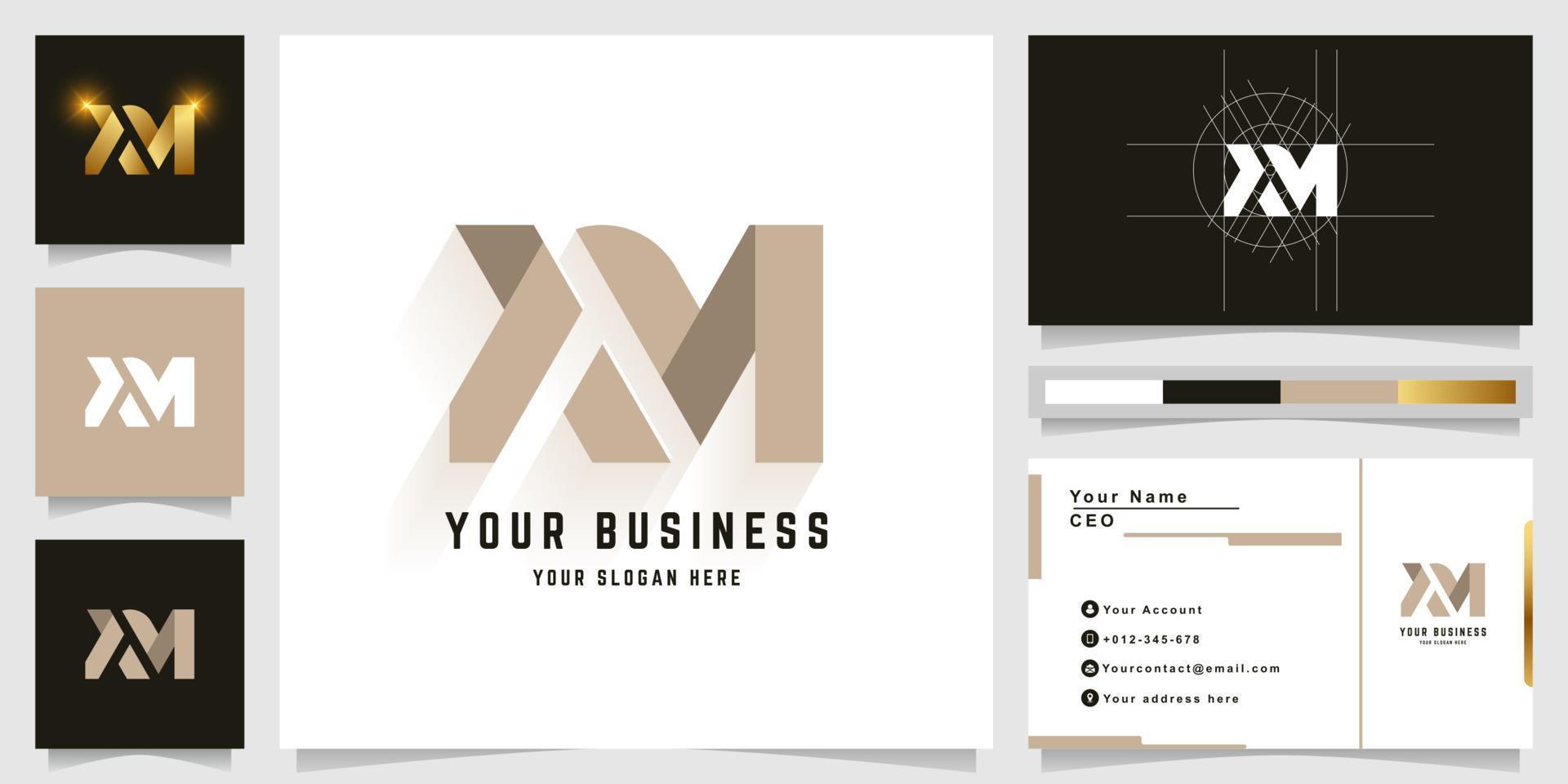 Letter XM or XN monogram logo with business card design vector