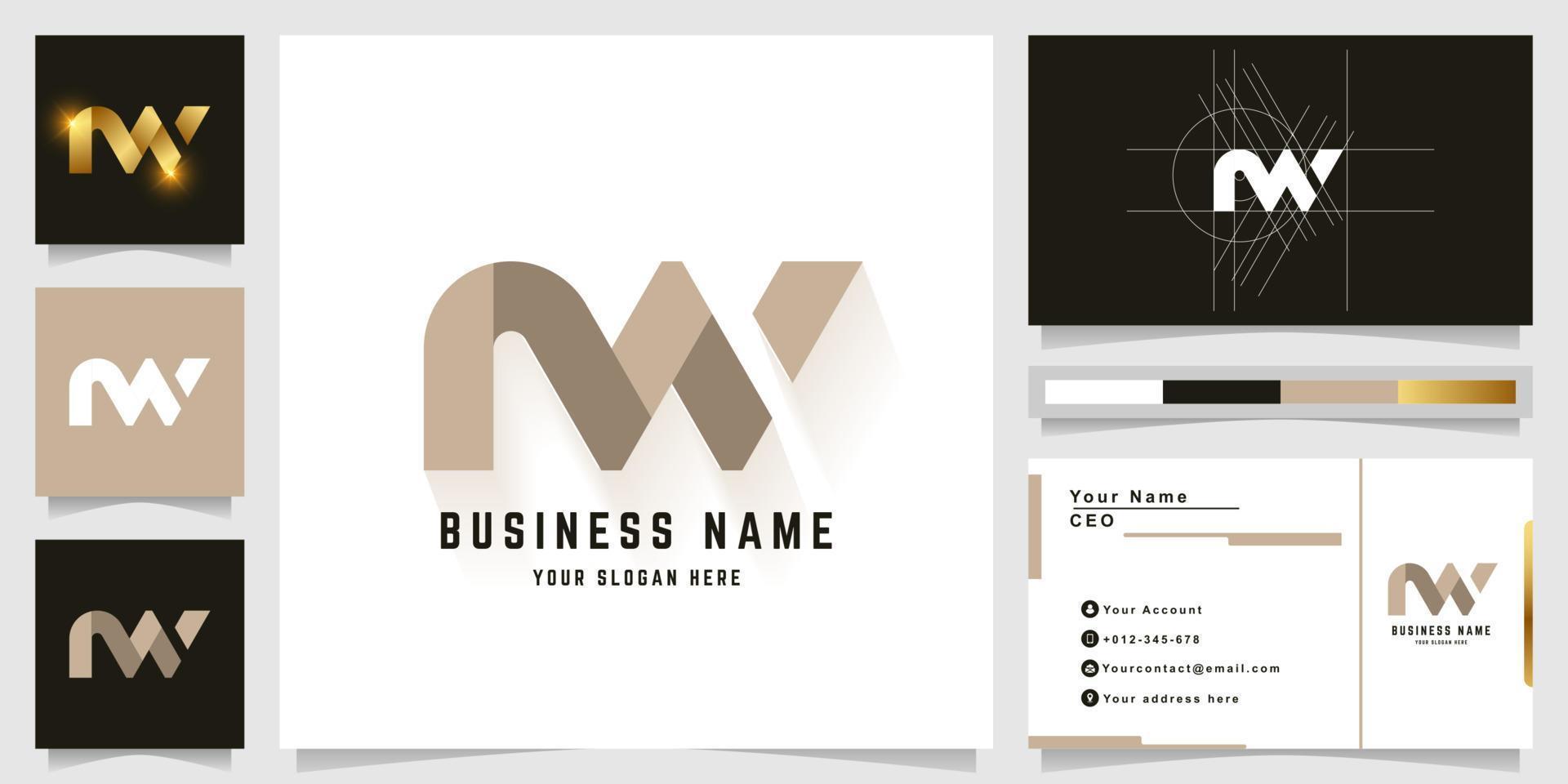 Letter MW or NN monogram logo with business card design vector
