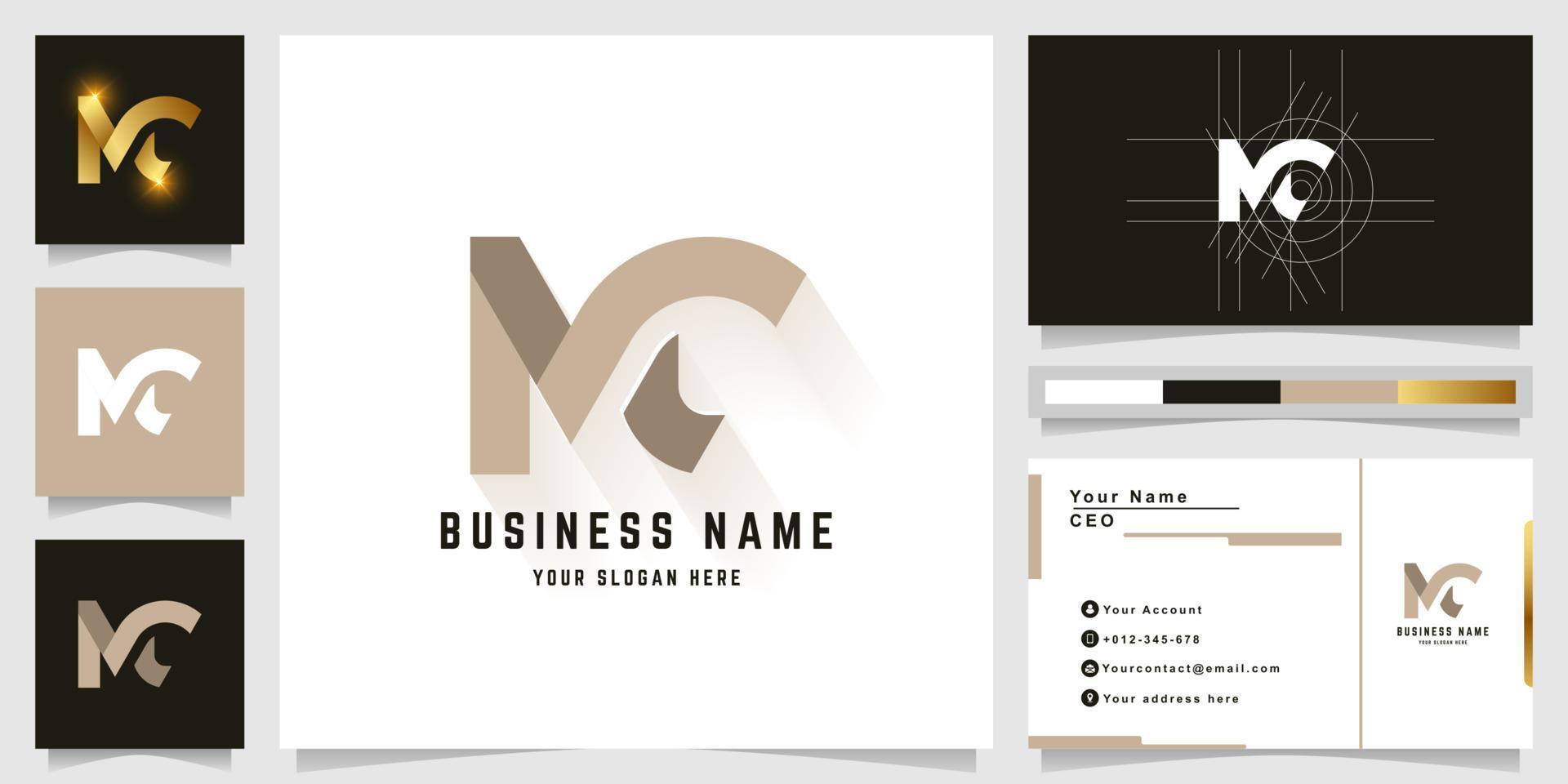 Letter MC or NC monogram logo with business card design vector