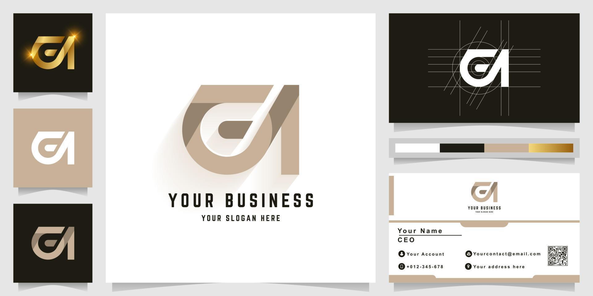 Letter GN or GA monogram logo with business card design vector