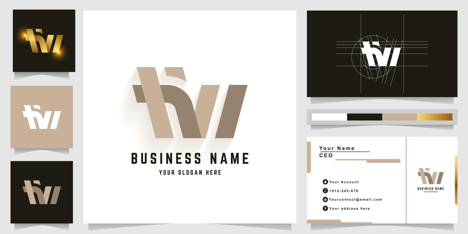 Letter HW or HNI monogram logo with business card design vector