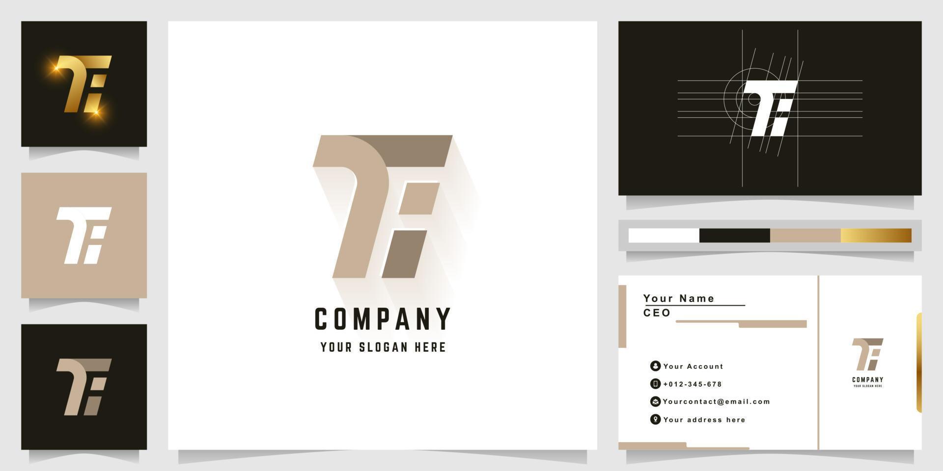 Letter Ti or TE monogram logo with business card design vector