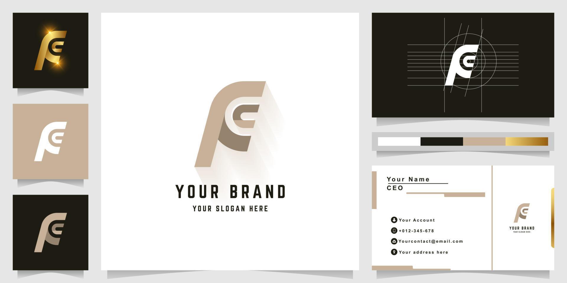 Letter F or FC monogram logo with business card design vector