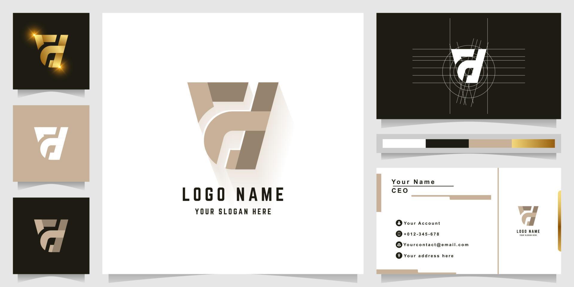 Letter fd or Ed monogram logo with business card design vector