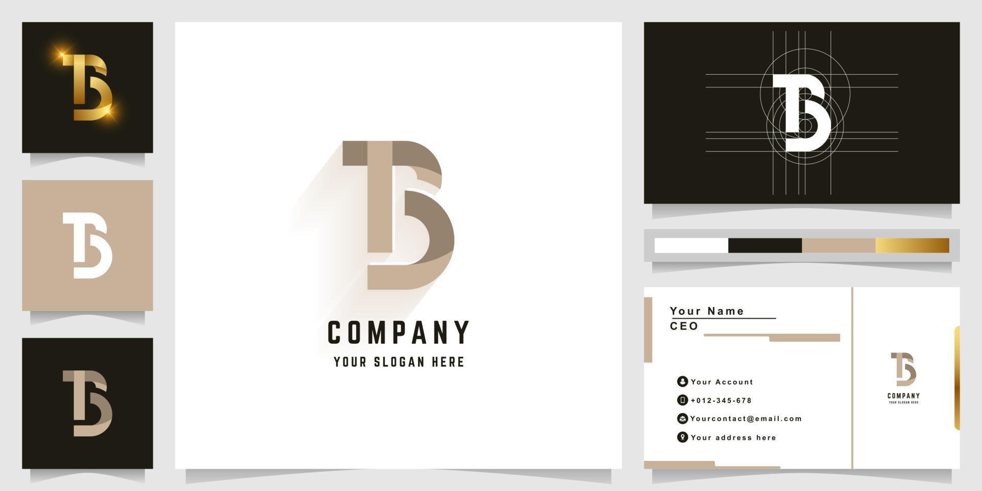 Letter B or TB monogram logo with business card design vector