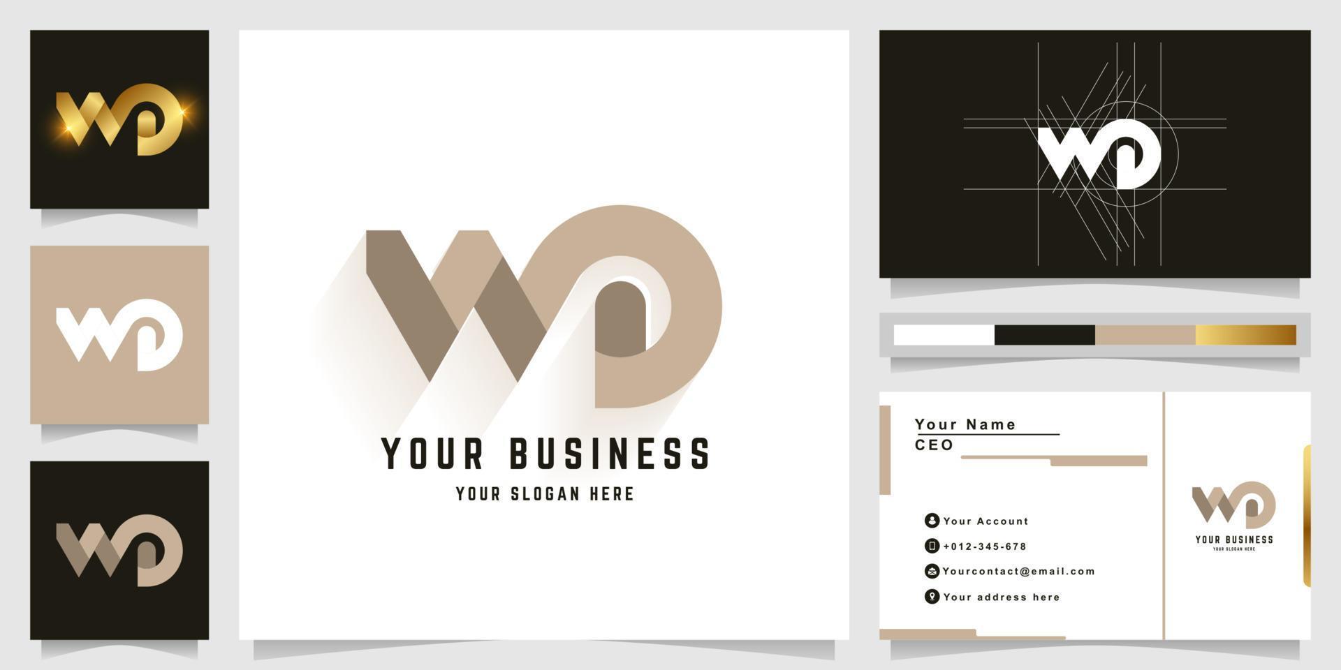 Letter WD or Wa monogram logo with business card design vector