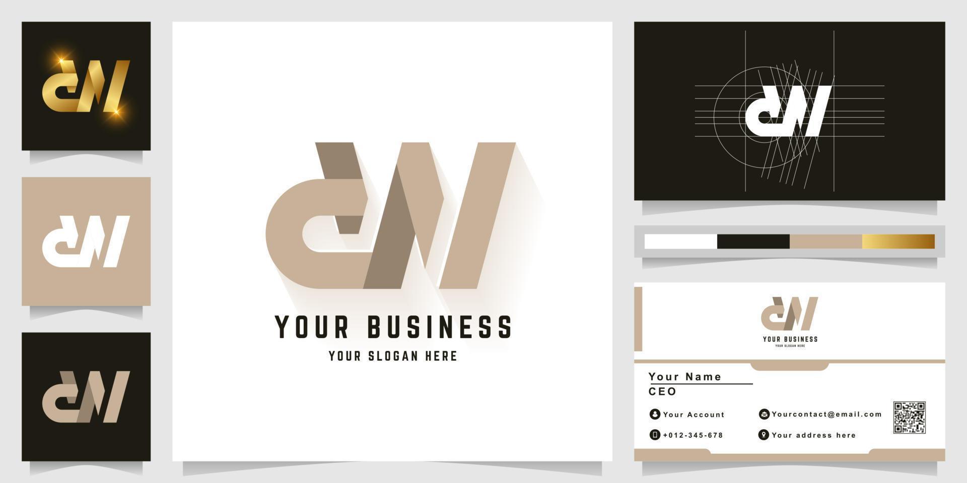 Letter dW or dN monogram logo with business card design vector