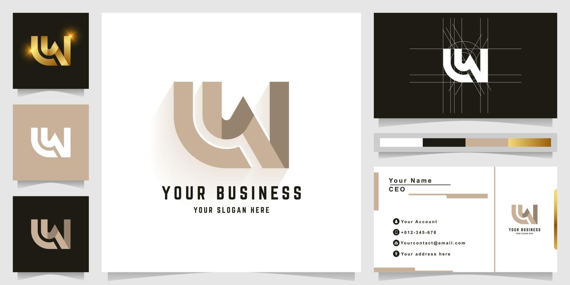 Letter LW or LN monogram logo with business card design vector