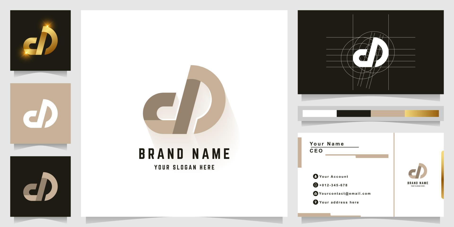 Letter dD or dS monogram logo with business card design vector
