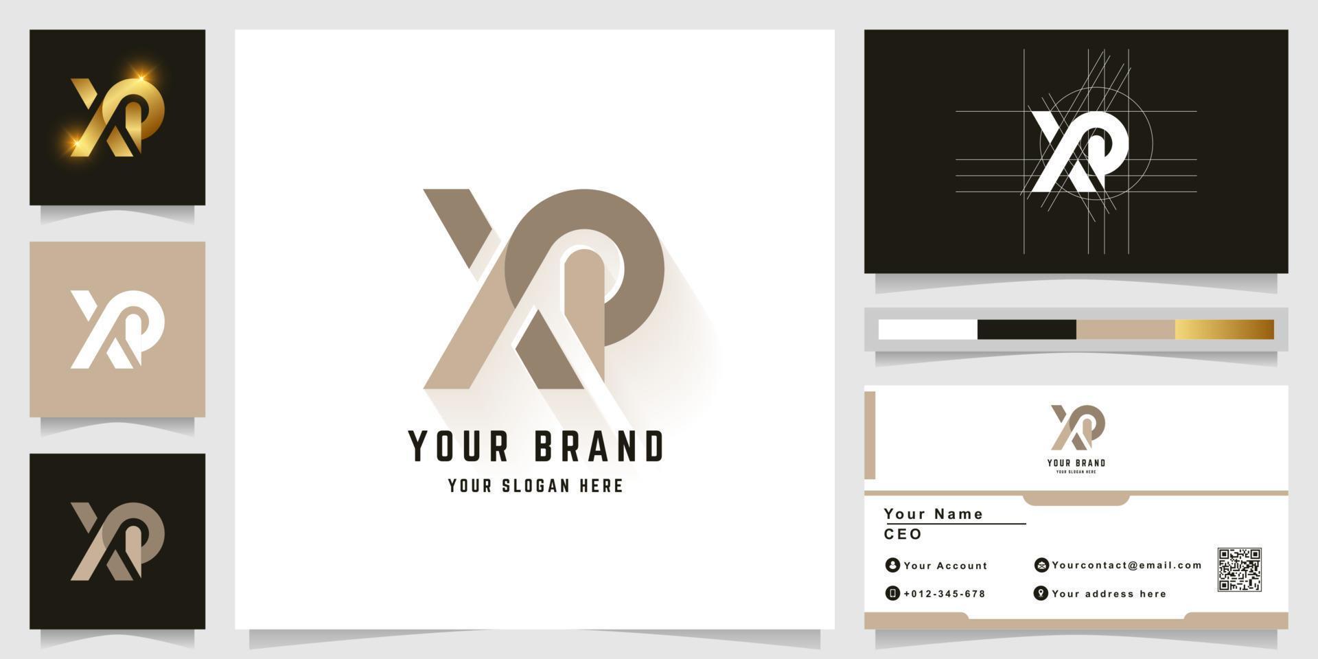 Letter XP or XR monogram logo with business card design vector