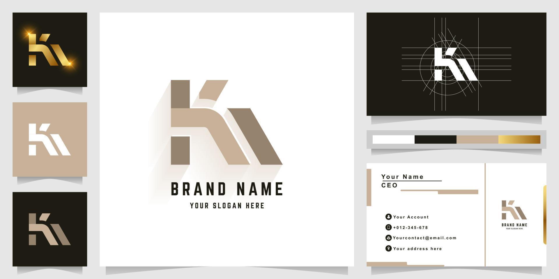 Letter Km or Ki monogram logo with business card design vector