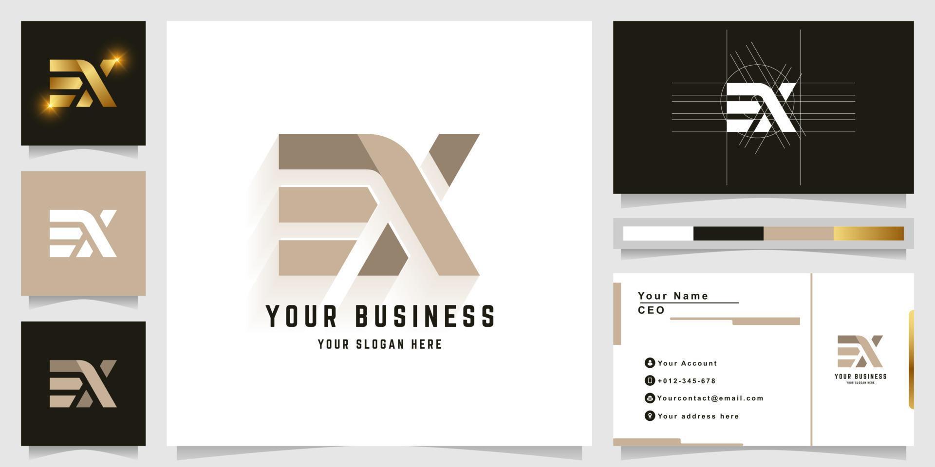 Letter EX or BX monogram logo with business card design vector