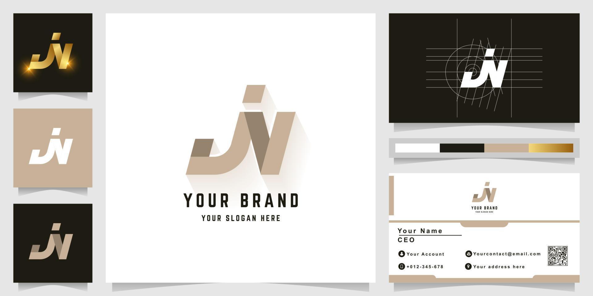 Letter jN or iN monogram logo with business card design vector