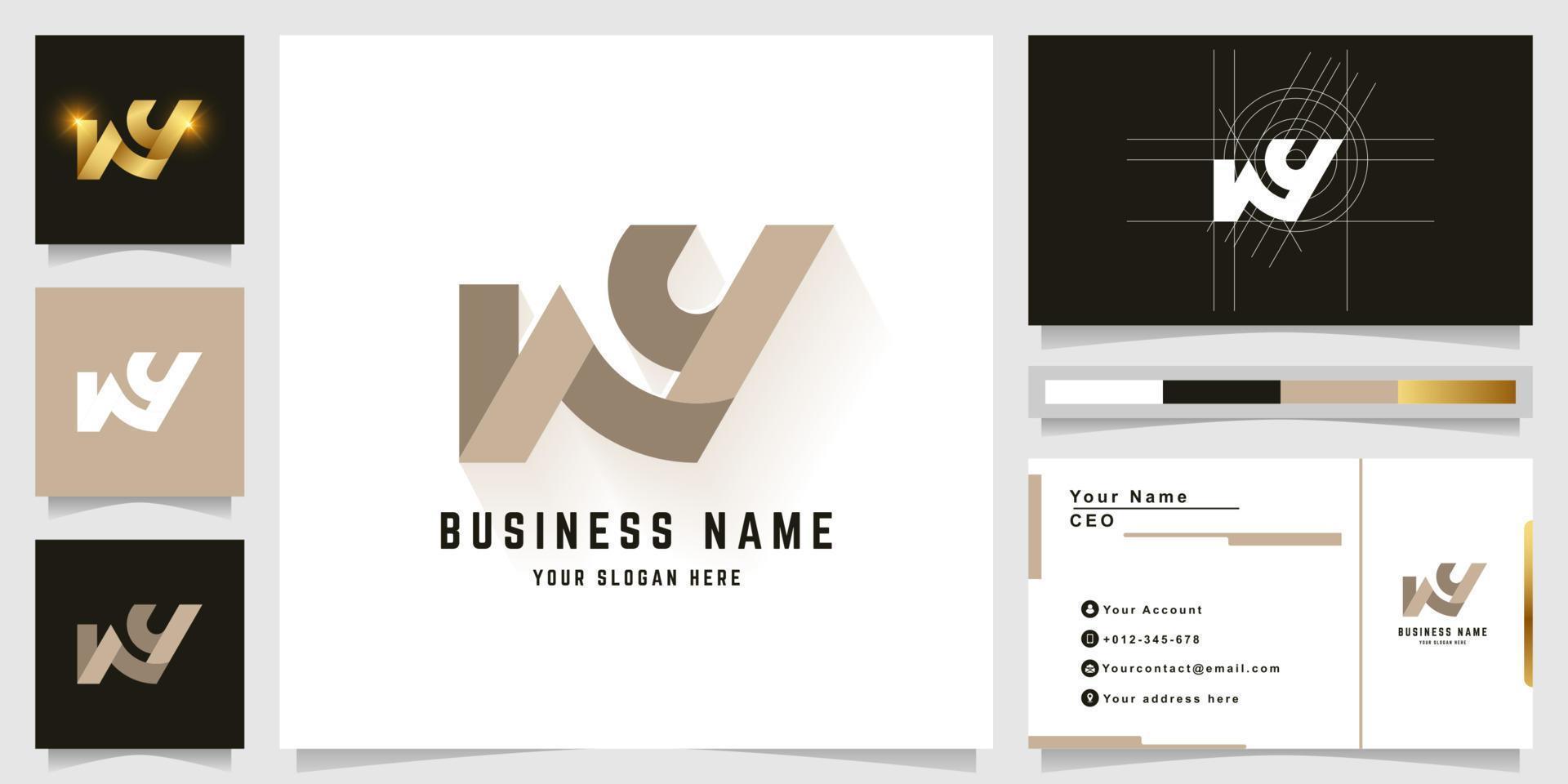 Letter WY or NY monogram logo with business card design vector
