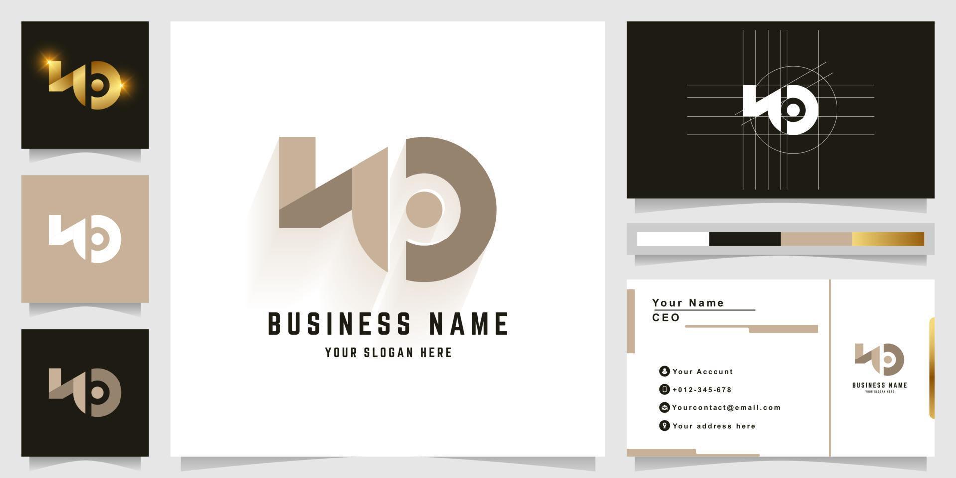 Letter NO or NP monogram logo with business card design vector