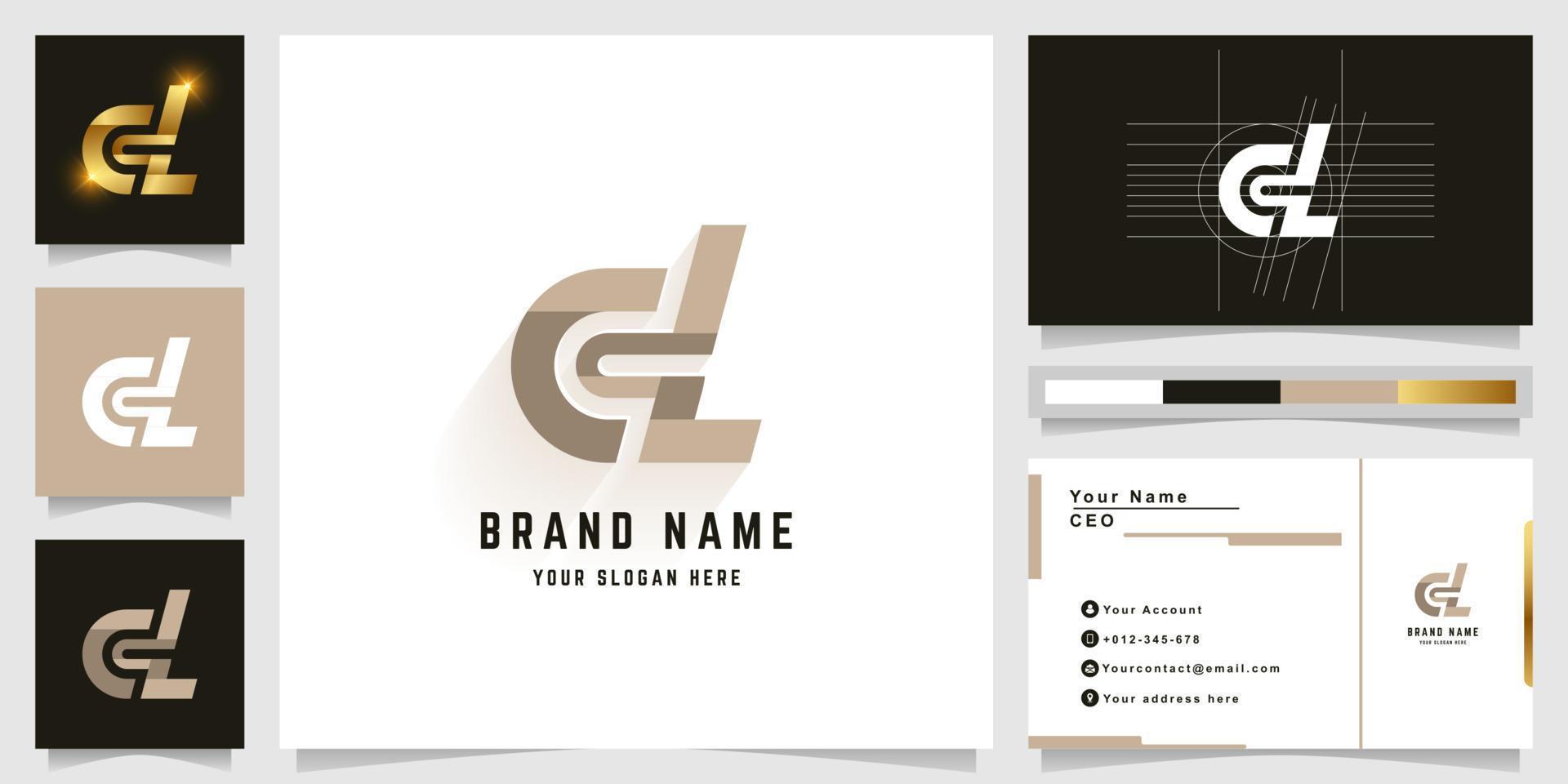 Letter CL or dL monogram logo with business card design vector