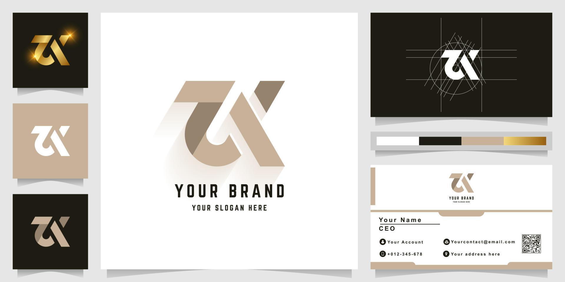 Letter ZX or ZK monogram logo with business card design