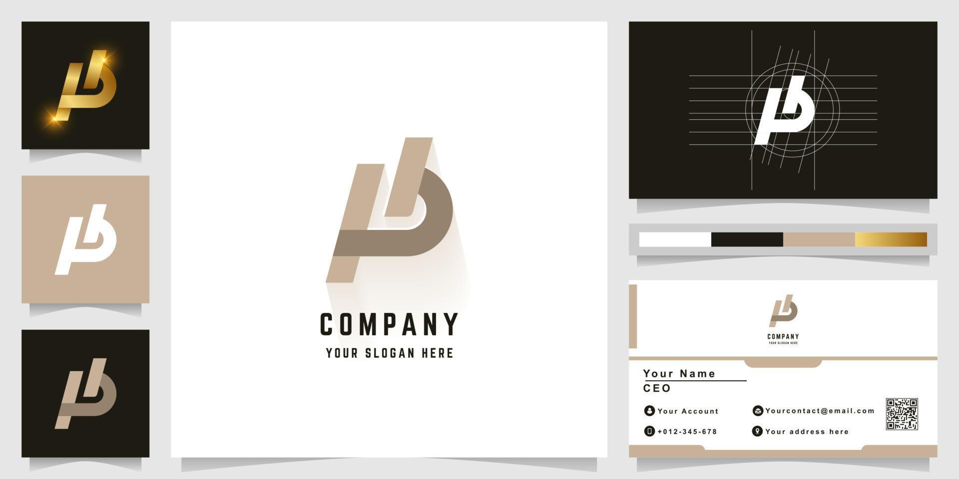 Letter Pb or Hb monogram logo with business card design vector