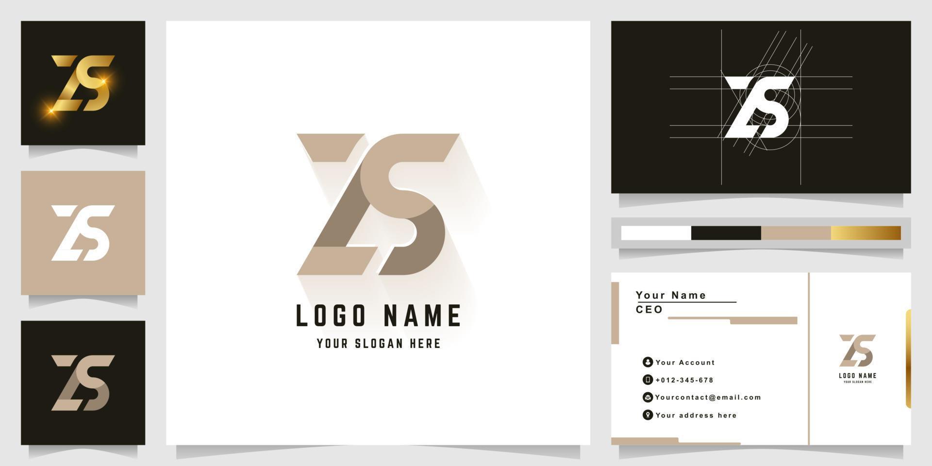 Letter ZS or LS monogram logo with business card design vector