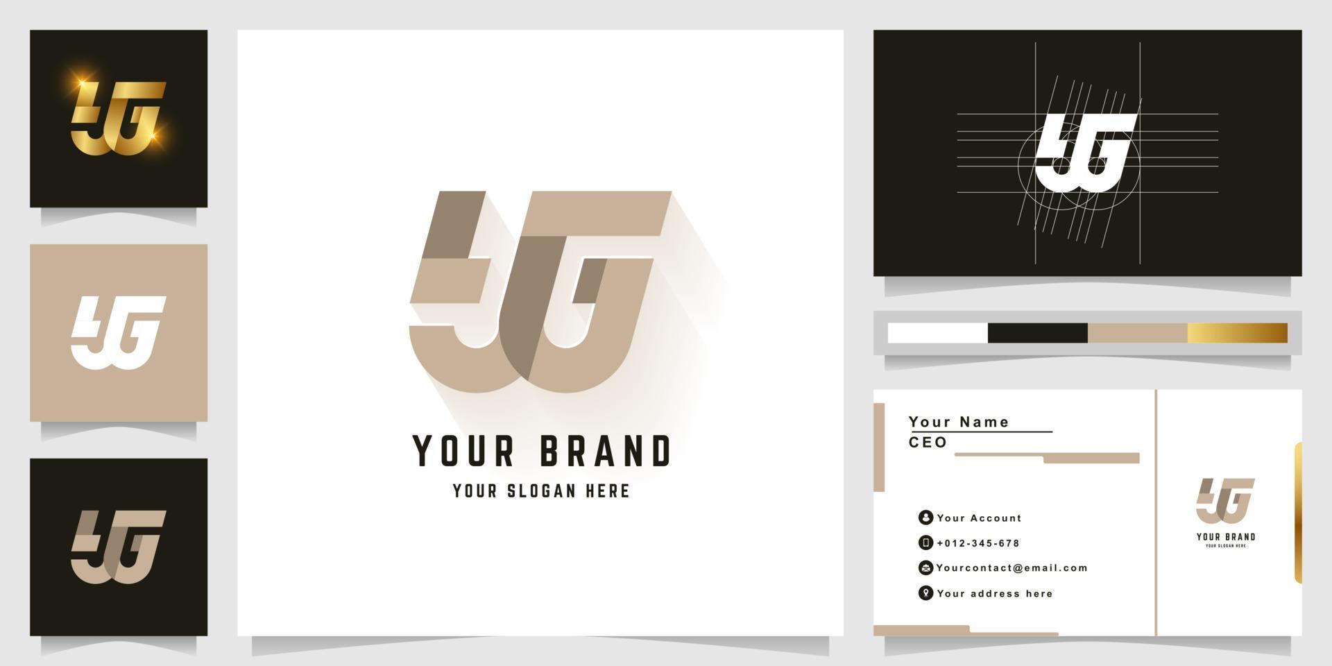 Letter YG or LJG monogram logo with business card design vector