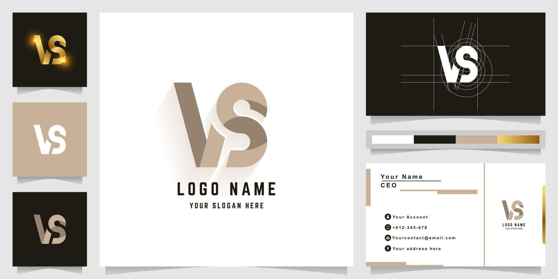 Letter VS or LS monogram logo with business card design vector