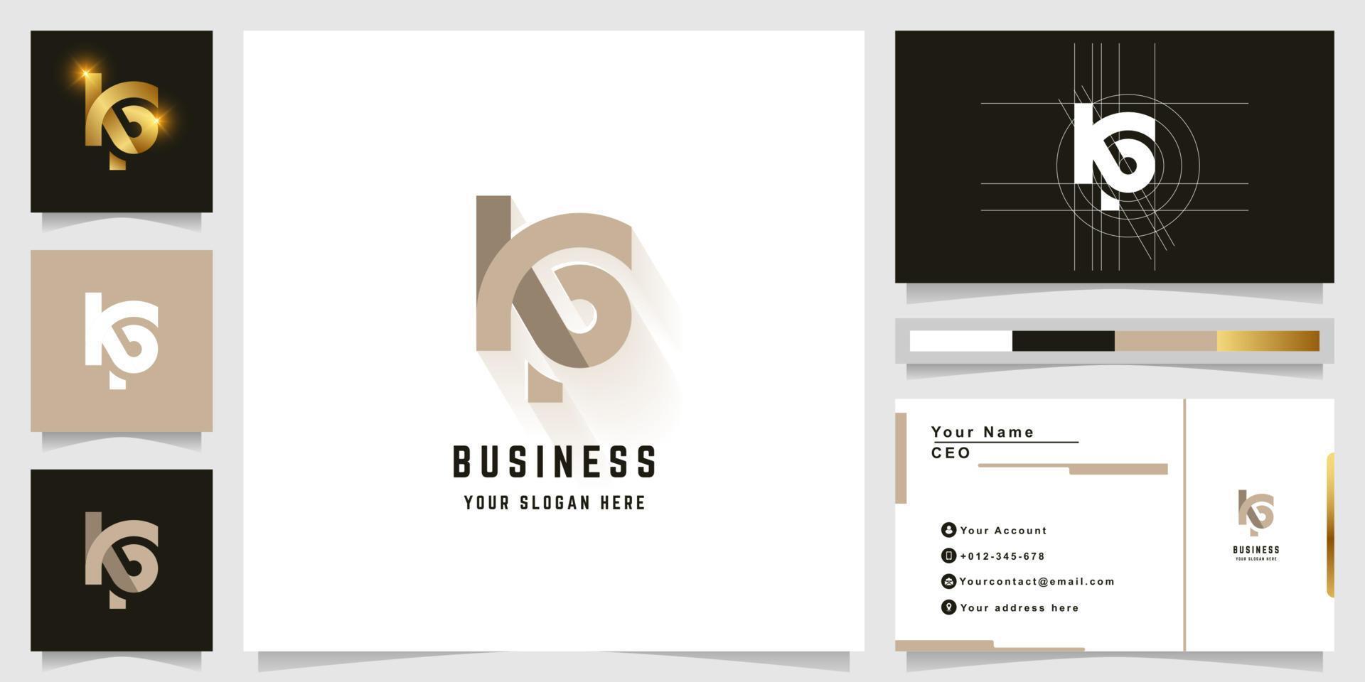 Letter KP or KG monogram logo with business card design vector