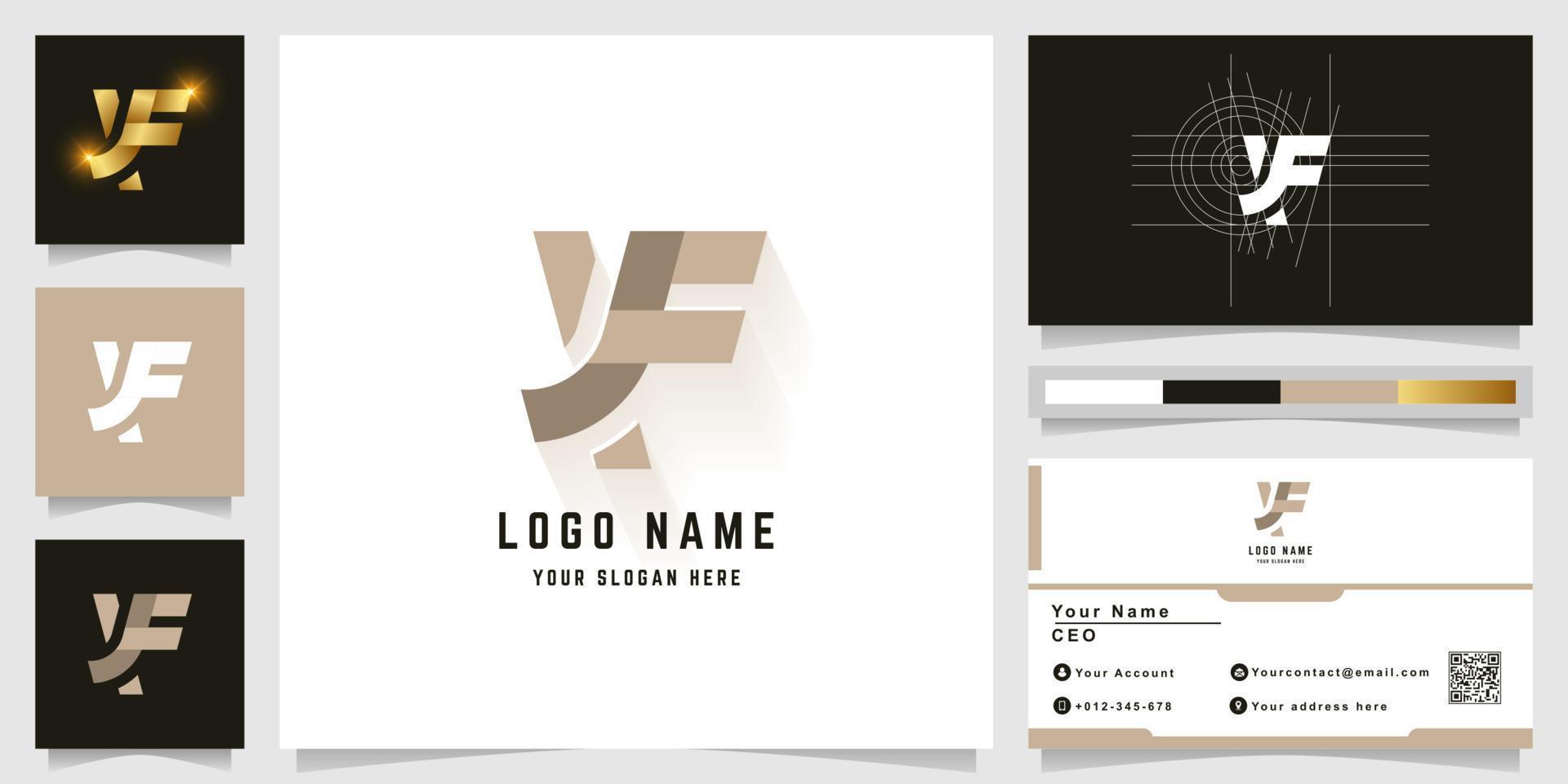 Letter XF or YF monogram logo with business card design vector