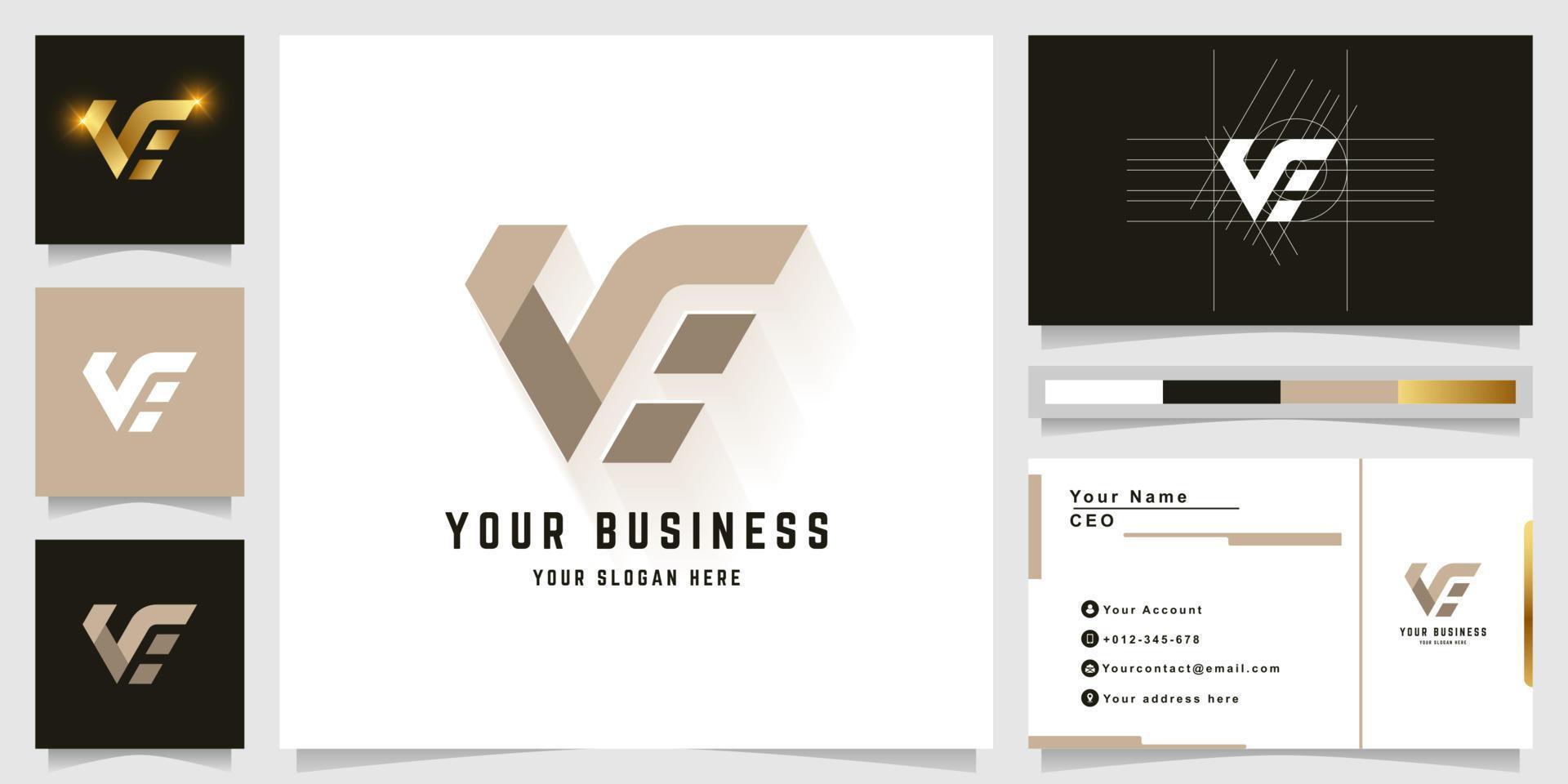 Letter VE or NE monogram logo with business card design vector