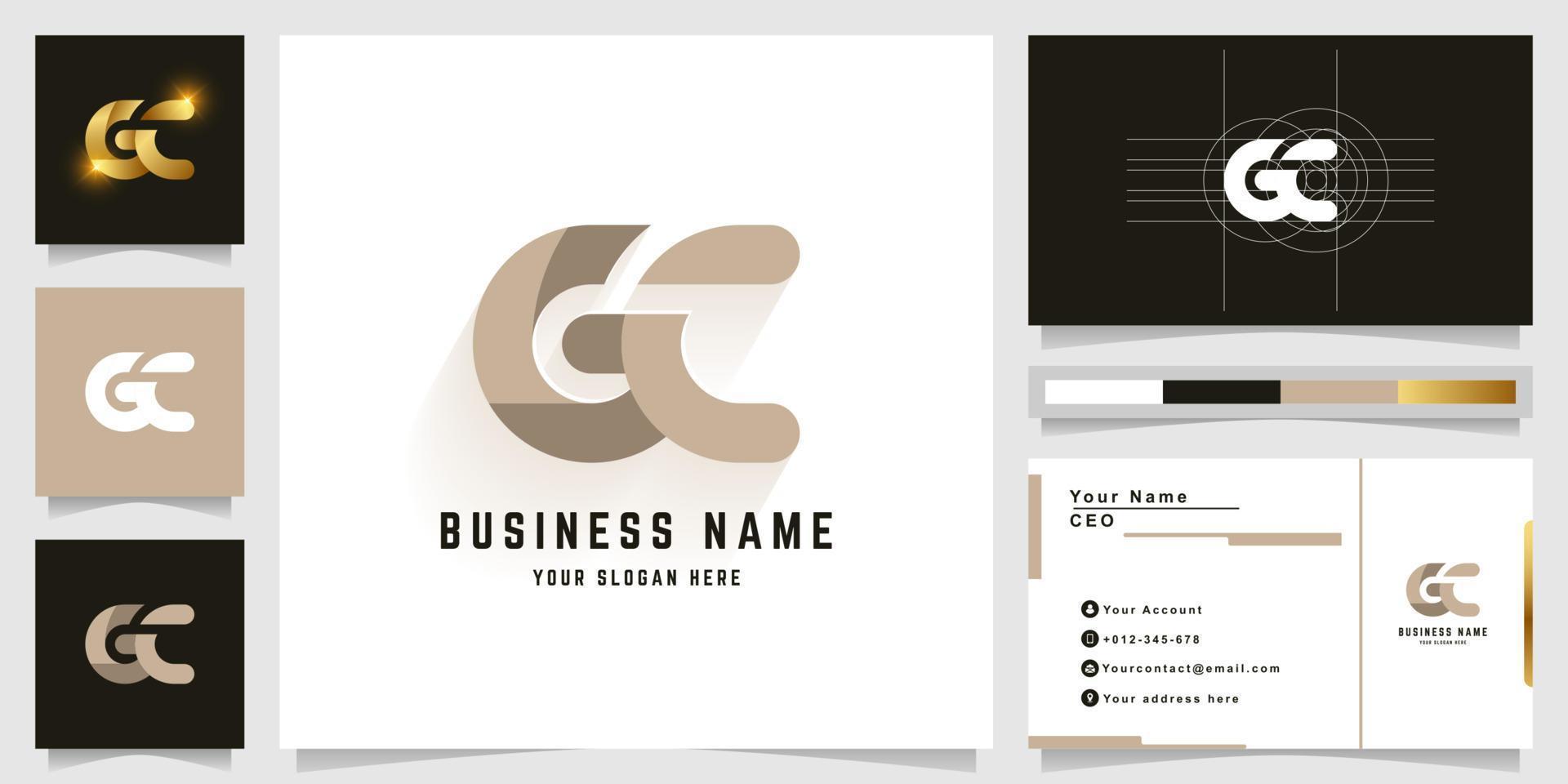 Letter Gc or Ge monogram logo with business card design vector